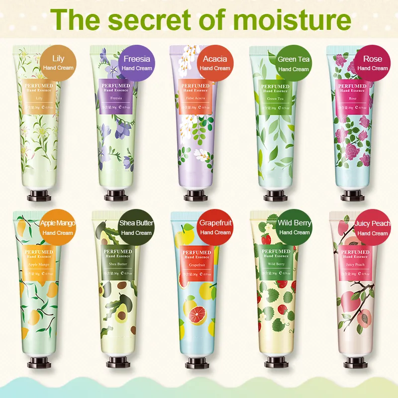 Wholesale Oem Logo 30ml Vegan Shea Butter Floral Fruit Moisturizing Nourishing Avocado Whitening Hand Cream