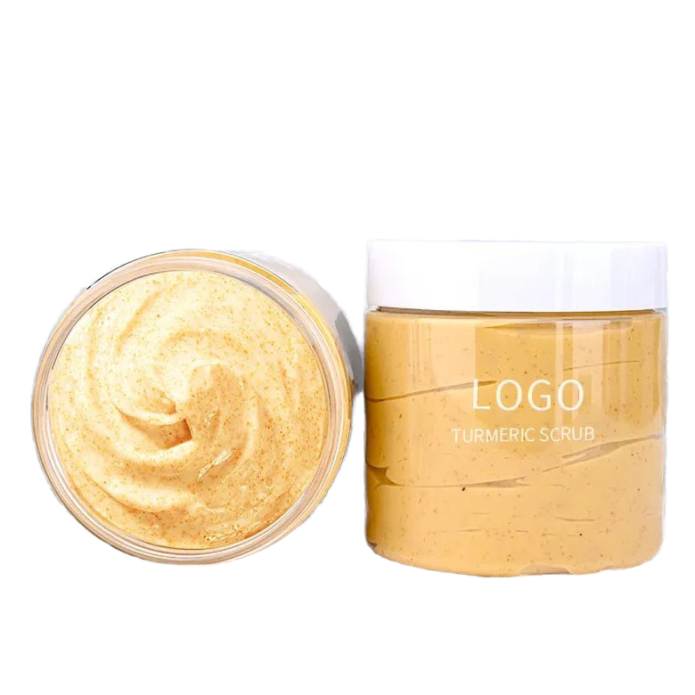 Best Selling 200g Organic Turmeric Body Scrub Vitamin C Fruit Exfoliating Body Polish For Whitening Private Label Turmeric Scrub