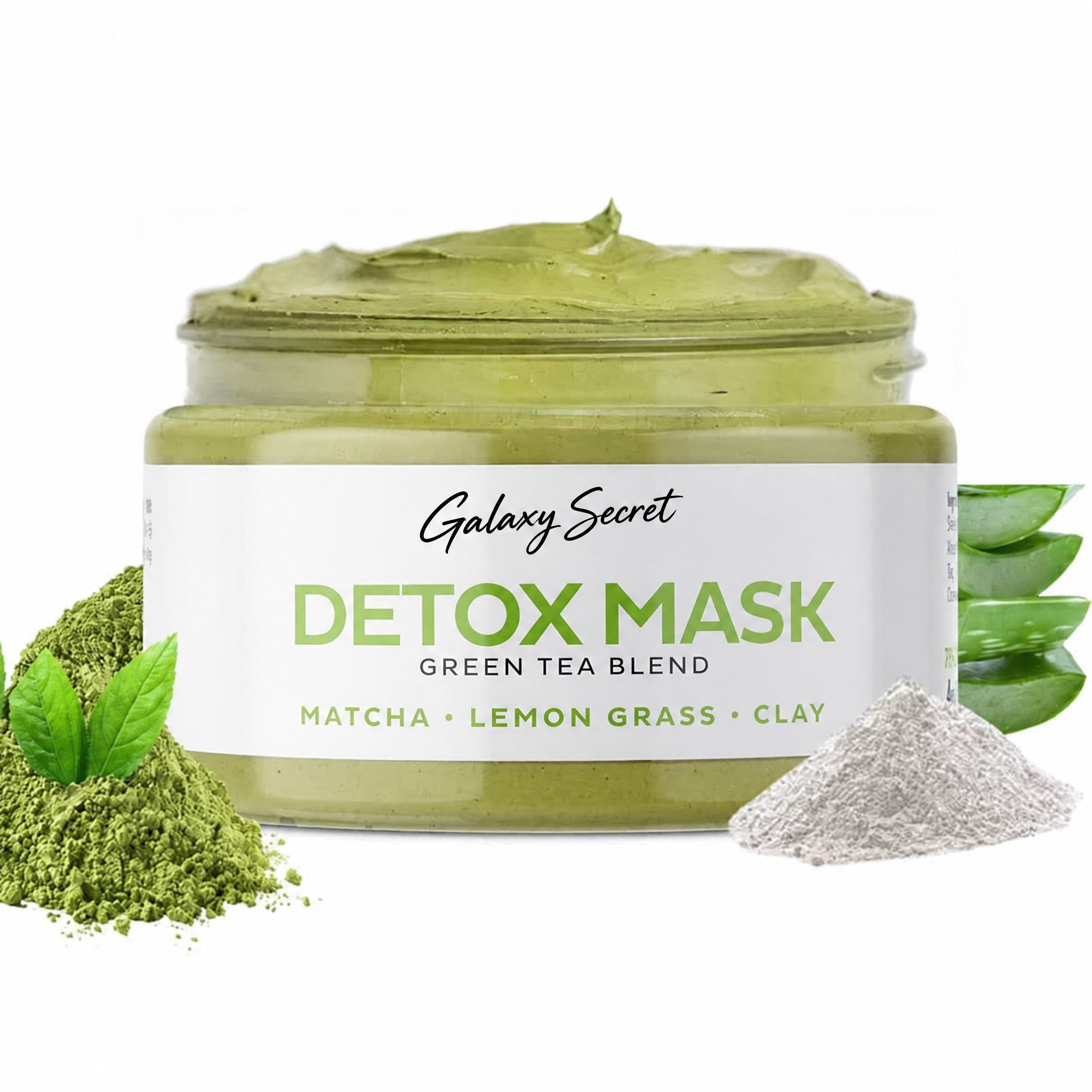Galaxy Secret Organic Natural Green Tea Match Lemon Grass Clay Mask Dead Sea Mud Face Mask For Oily Combination Dry Skin