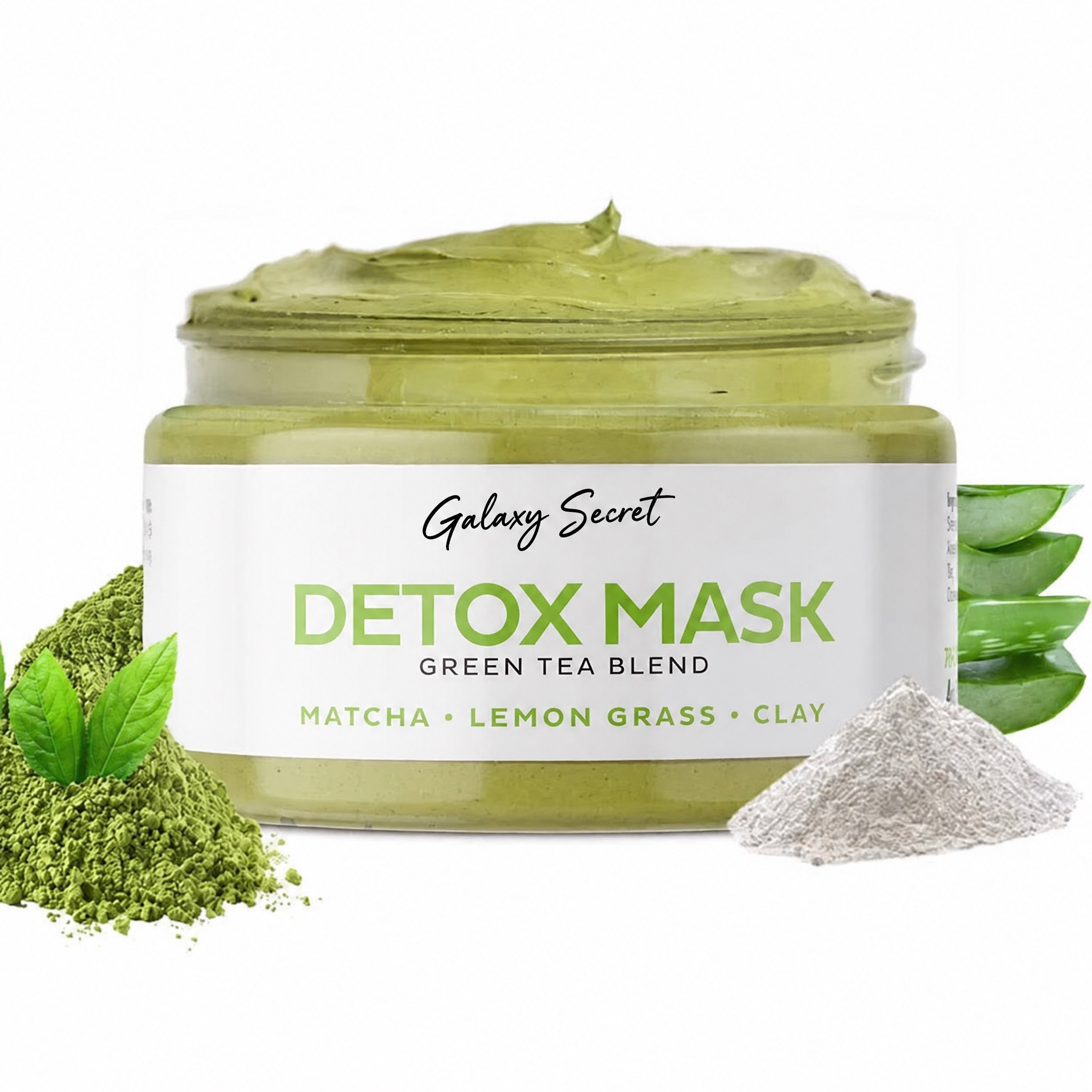 Galaxy Secret Organic Natural Green Tea Match Lemon Grass Clay Mask Dead Sea Mud Face Mask For Oily Combination Dry Skin