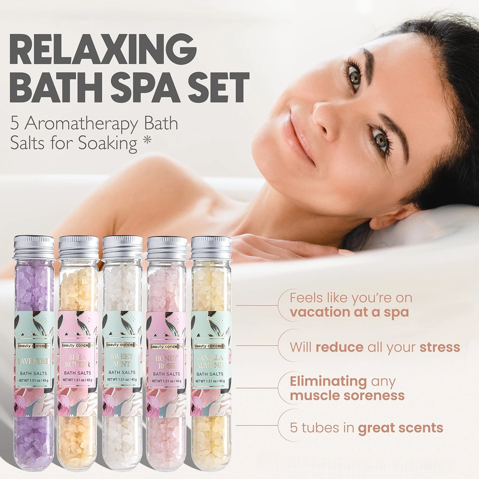 Oem Allergy Relief Bath Salt Candle Gift Set Lemon Sea Salt Amber Infused Body Spa Products Jasmine Scented Cleaning Relaxation