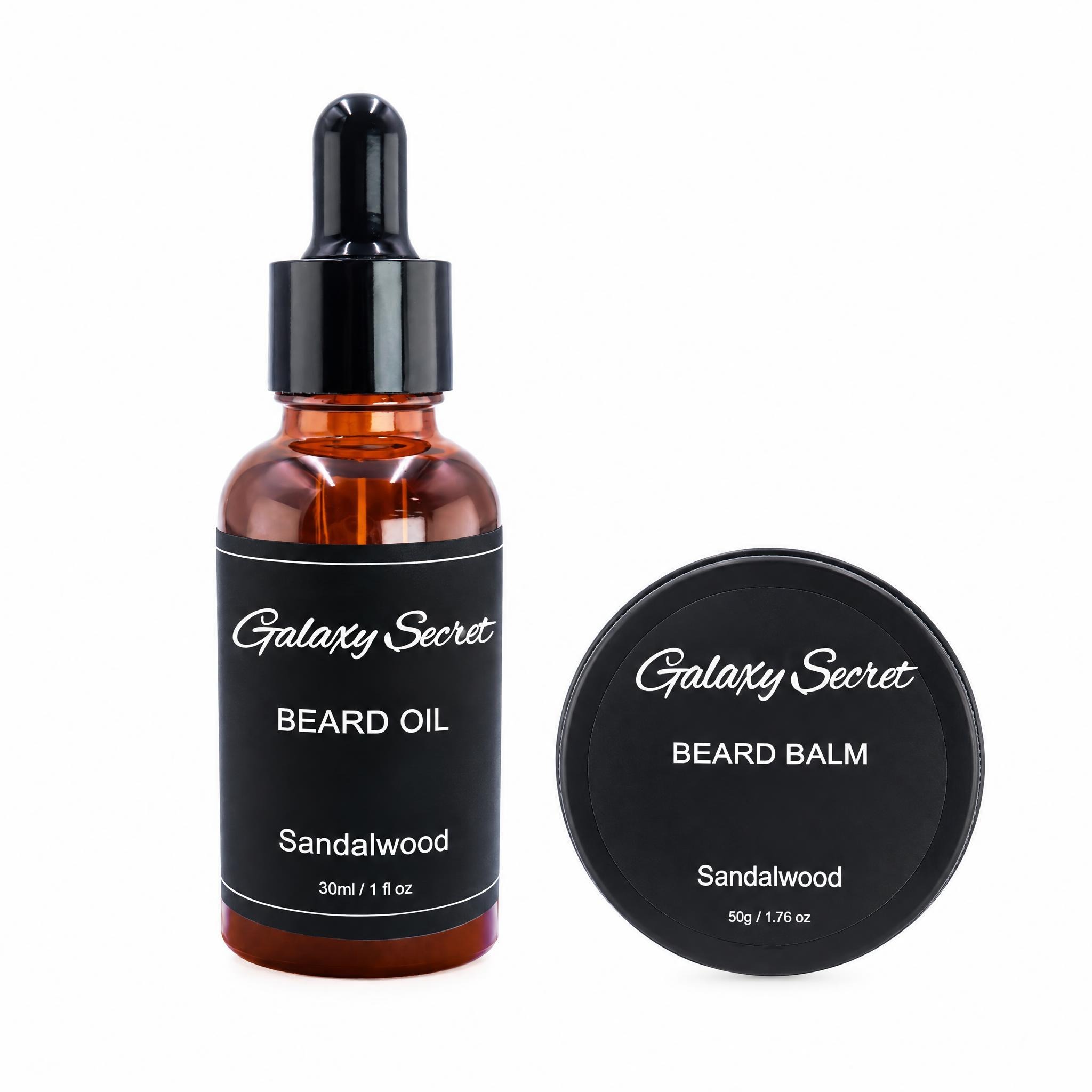 Private Label Organic Beard Oil And Balm And Hair Wax Set Sandalwood Alcohol Free Moisturizing Adult Grooming 30ml 50g