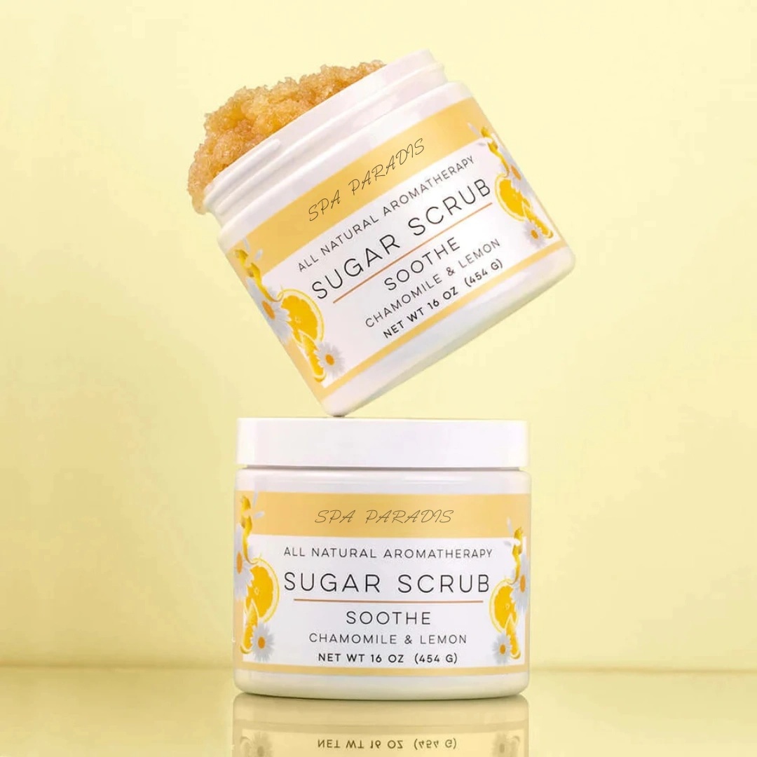 Oem Natural Aromatherapy Shea Butter Sugar Hydrating Exfoliating Cream Soothe- Chamomile Lemon Essential Oils All-skin Gmp
