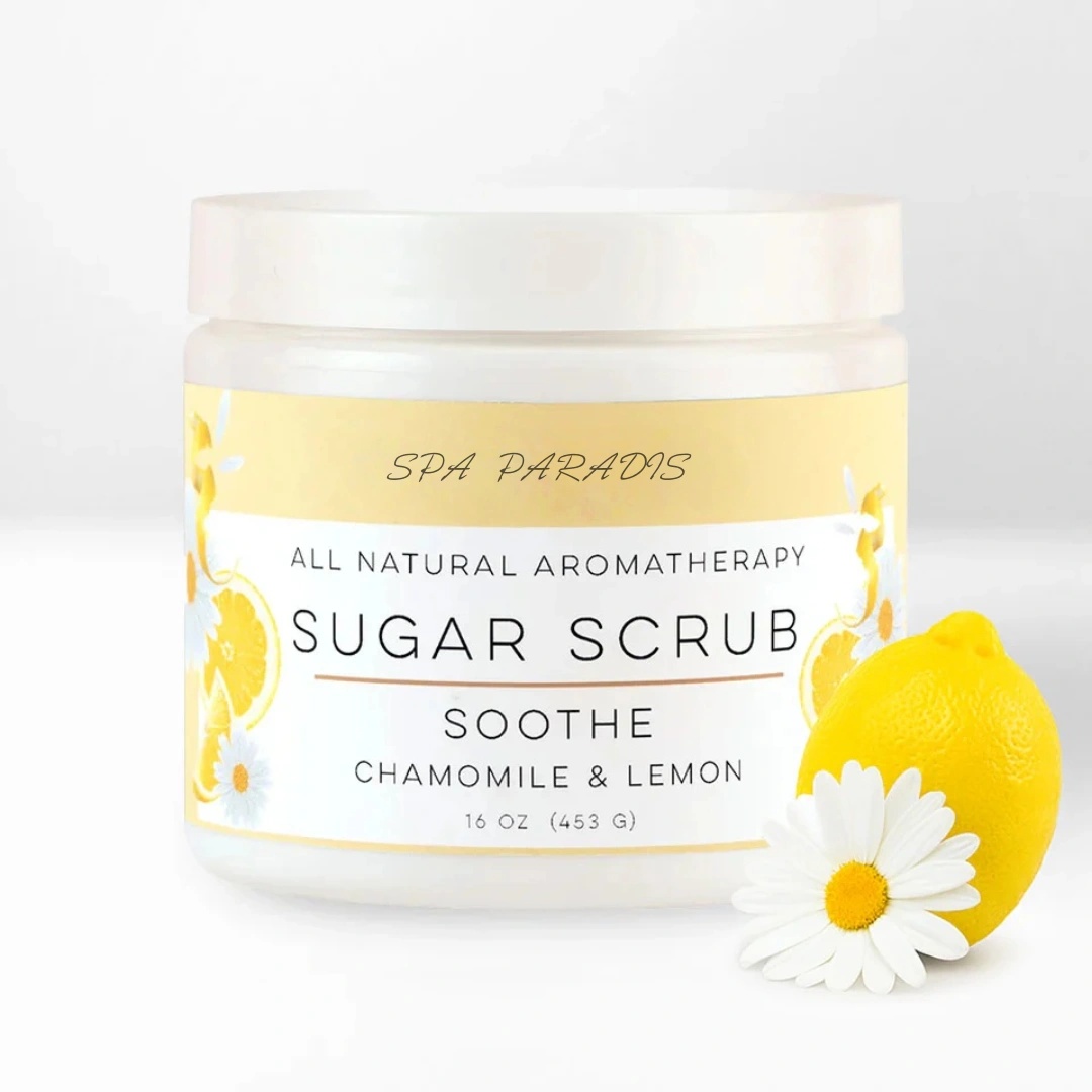 Oem Natural Aromatherapy Shea Butter Sugar Hydrating Exfoliating Cream Soothe- Chamomile Lemon Essential Oils All-skin Gmp