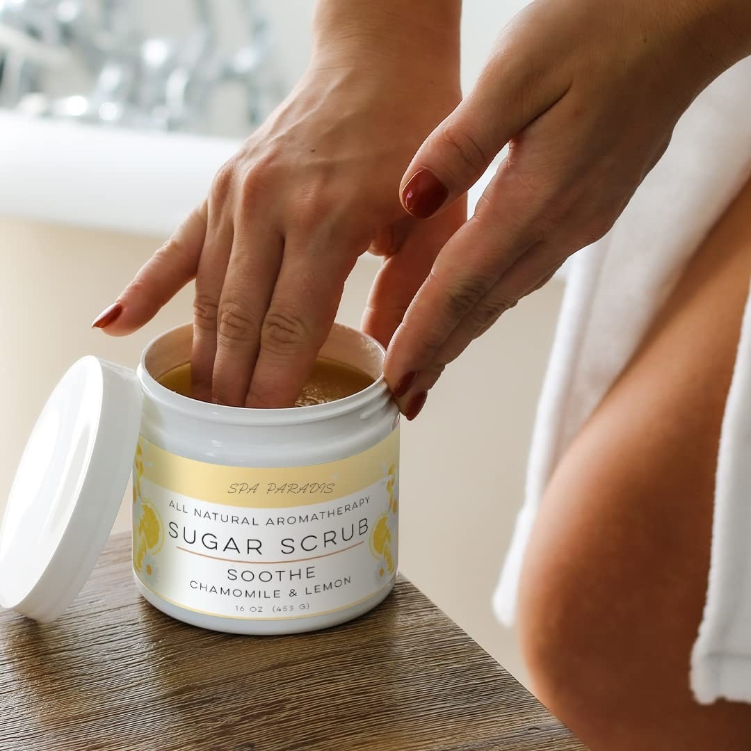 Oem Natural Aromatherapy Shea Butter Sugar Hydrating Exfoliating Cream Soothe- Chamomile Lemon Essential Oils All-skin Gmp