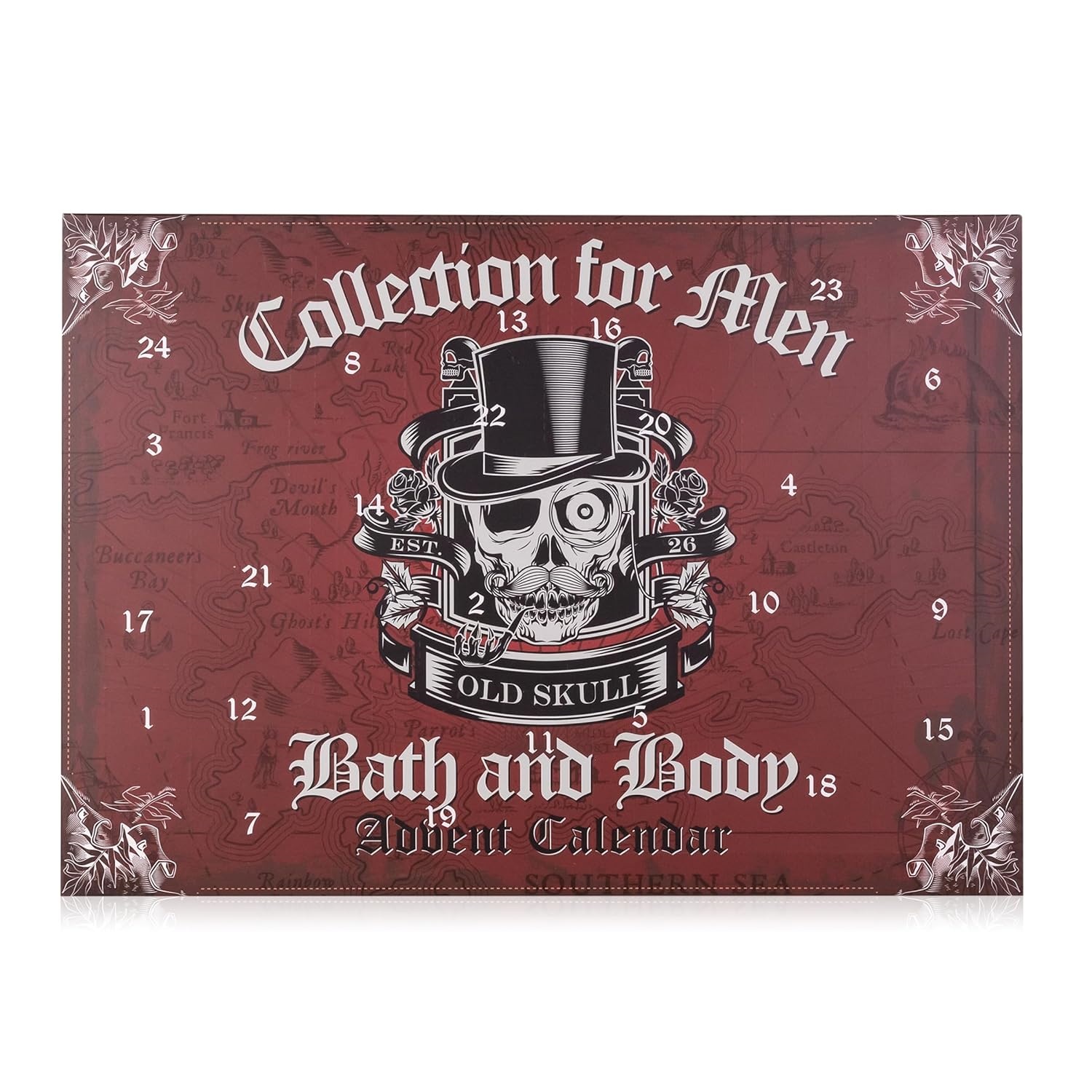 Oem Stylish Men's Skull Design Advent Calendar With 24 Beauty Wellness Surprises Shea Butter Infused