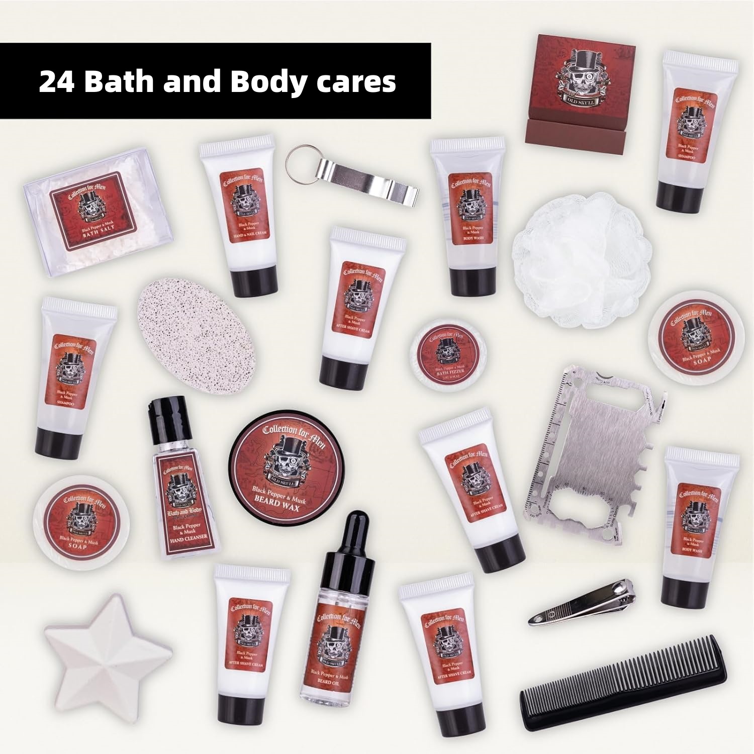 Oem Stylish Men's Skull Design Advent Calendar With 24 Beauty Wellness Surprises Shea Butter Infused