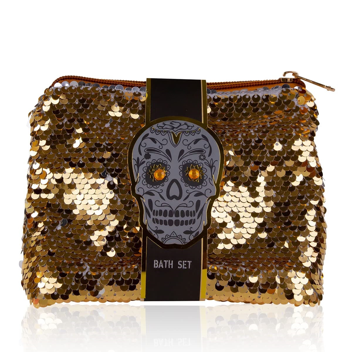 Oem Herbal Skull Chic Gift Set Aloe Vera White Musk Fragrance 3-piece Stylish Sequin Cosmetic Bag Includes Hand Cream Body Mist