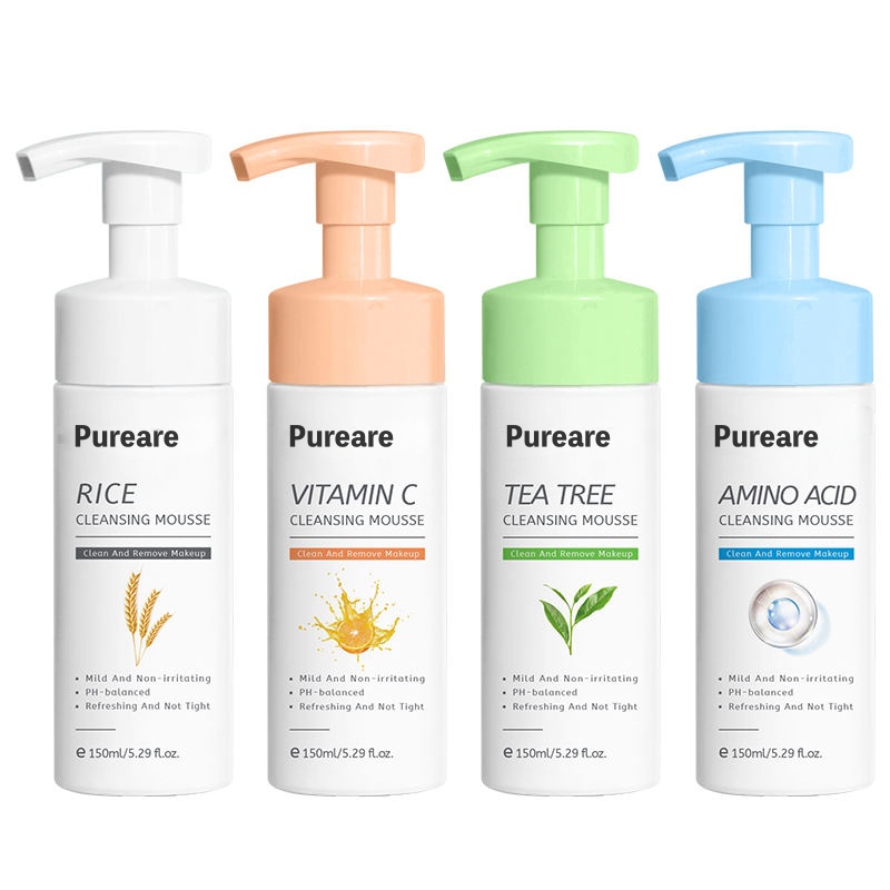 Oem Hydrating Rice Cleansing Foam With Hyaluronic Acid Vitamin C Green Tea Pearl For Lightening For Facial Use