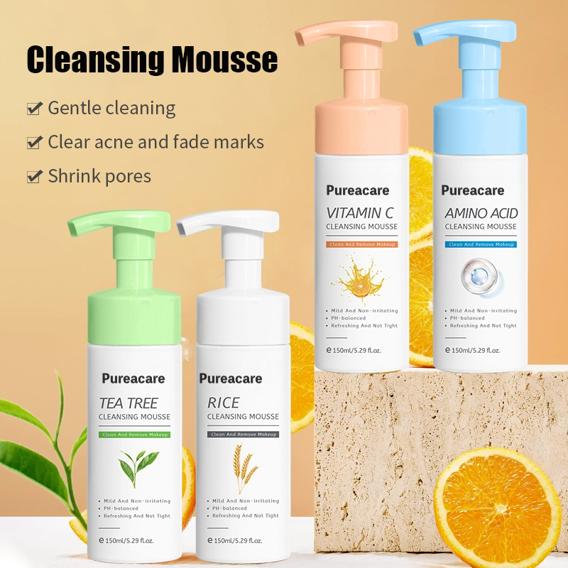 Oem Hydrating Rice Cleansing Foam With Hyaluronic Acid Vitamin C Green Tea Pearl For Lightening For Facial Use