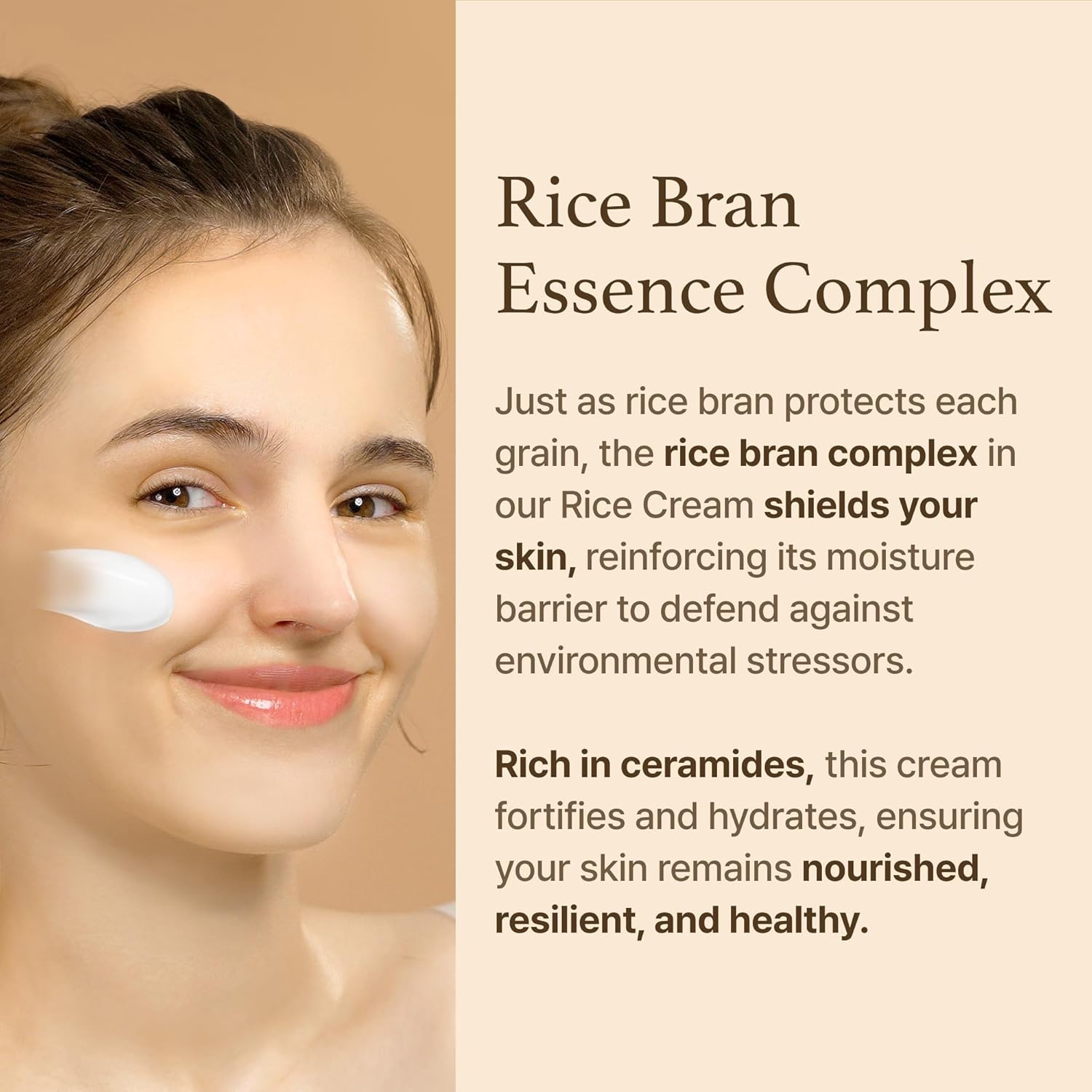 Private Label Natural Rice Bran Essence Cream Vegan And Organic 50g Volume Ceramide Infused For Smooth Glowing Skin