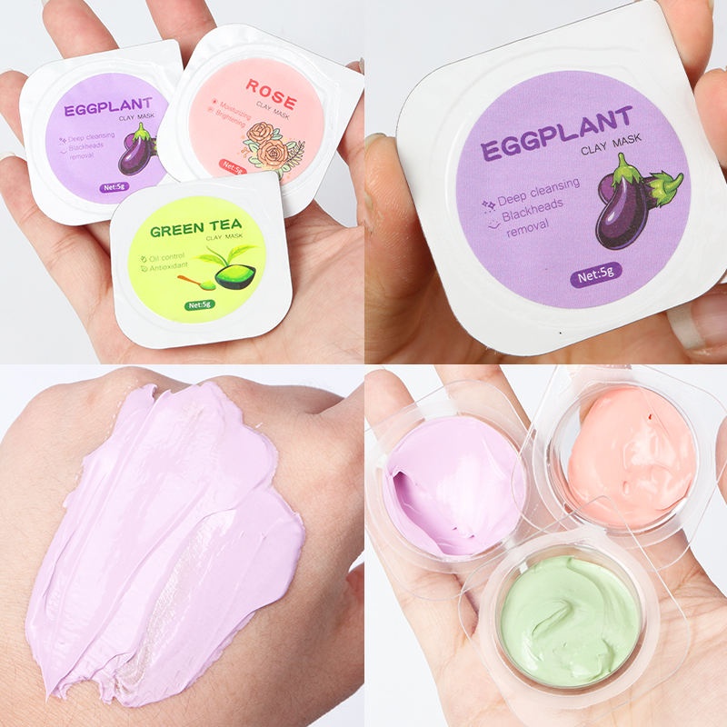 Organic Clay Mask Kit For Acne Skin Private Label Turmeric Green Tea Pink Rose Face Mud Clay Mask Vegan Hyaluronic Acid Travel