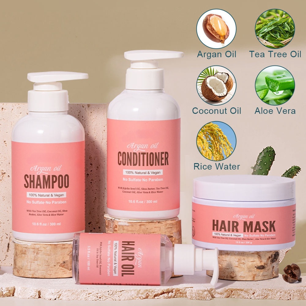 Private Label Keratin Argan Oil Rosemary Collagen Vitamin B5 Anti-loss Biotin Shampoo Conditioner Sulfate-free Hair Regrowth Gel
