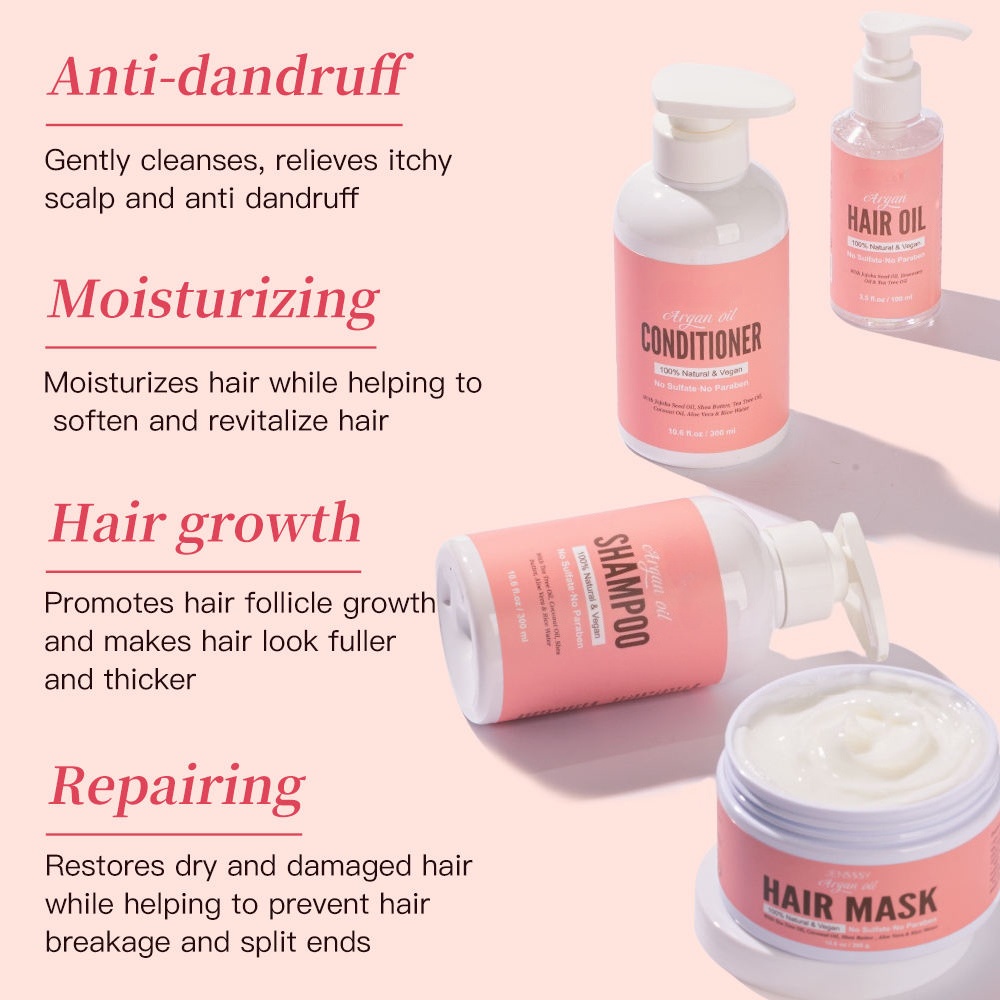 Private Label Keratin Argan Oil Rosemary Collagen Vitamin B5 Anti-loss Biotin Shampoo Conditioner Sulfate-free Hair Regrowth Gel