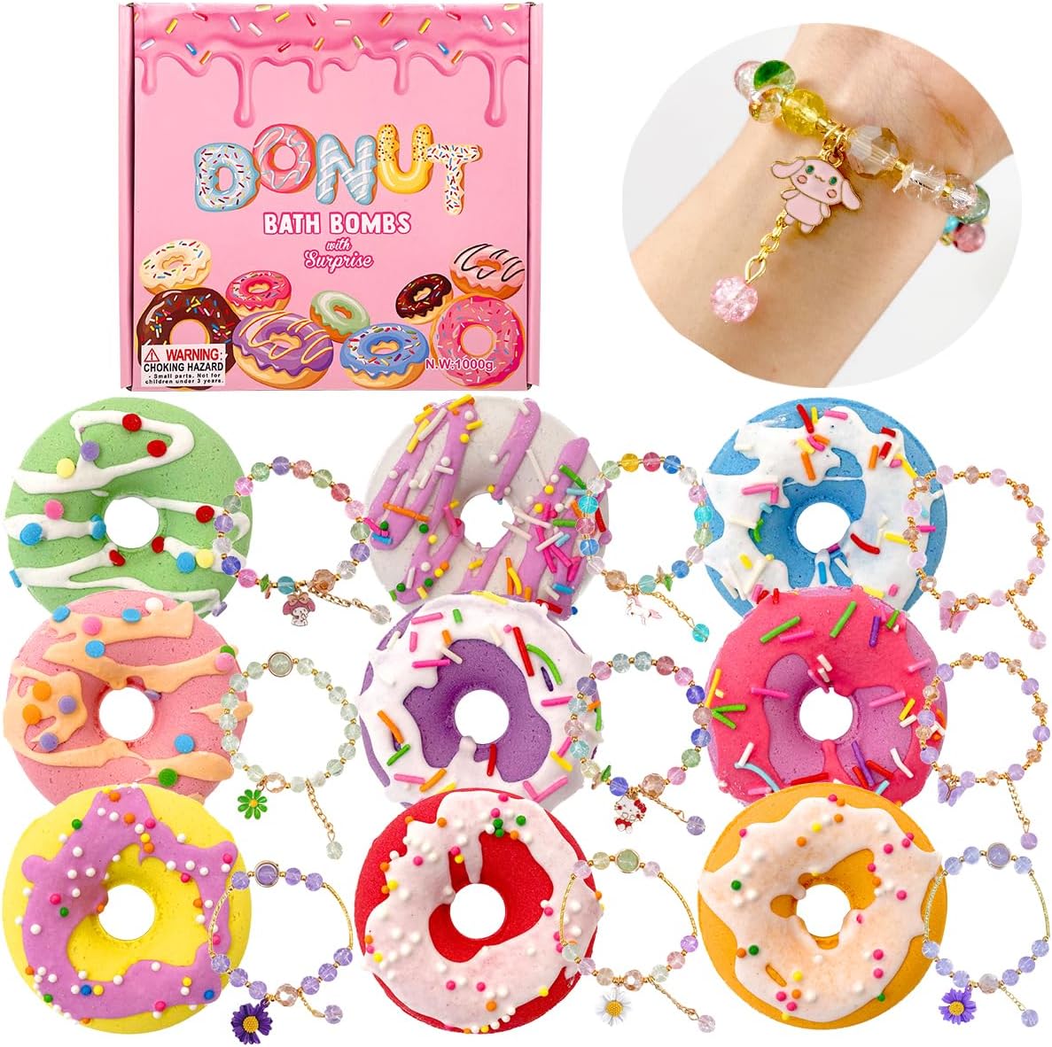 Oem Private Label Organic Donut Bath Bombs For Girls 4oz/pack Of 9 With Surprise Inside