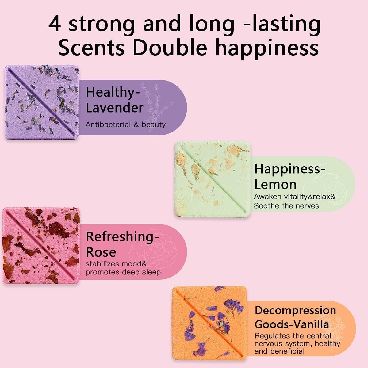 Oem Private Label Organic Shower Steamer Boxed Custom Scent Aromatherapy Shower Tablets Hotel Essential Oil Dried Flower Square