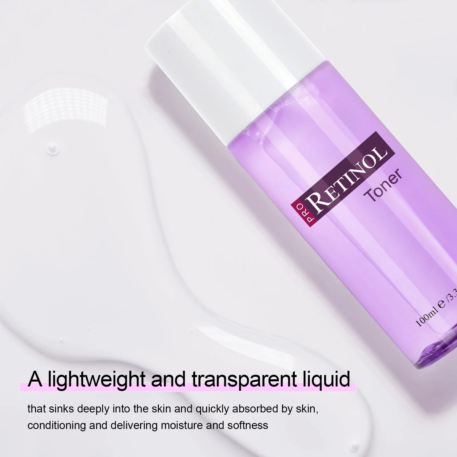 Private Label Luxury Organic Retinol Anti-aging Daily Use Facial Toner Peptides Hyaluronic Acid Panthenol Mineral Whitening Oily