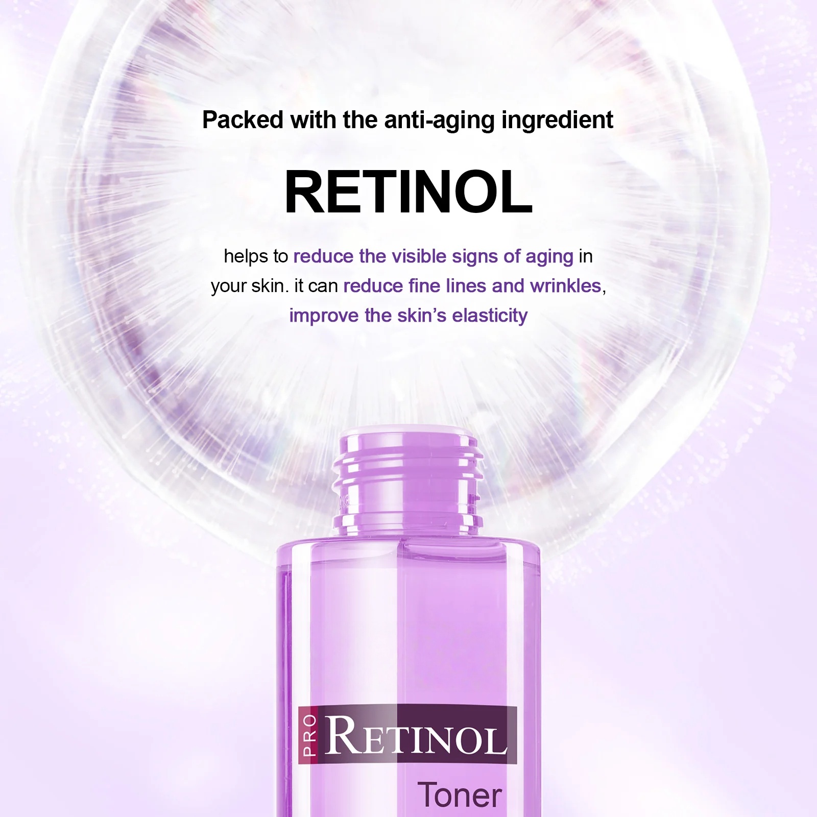 Private Label Luxury Organic Retinol Anti-aging Daily Use Facial Toner Peptides Hyaluronic Acid Panthenol Mineral Whitening Oily