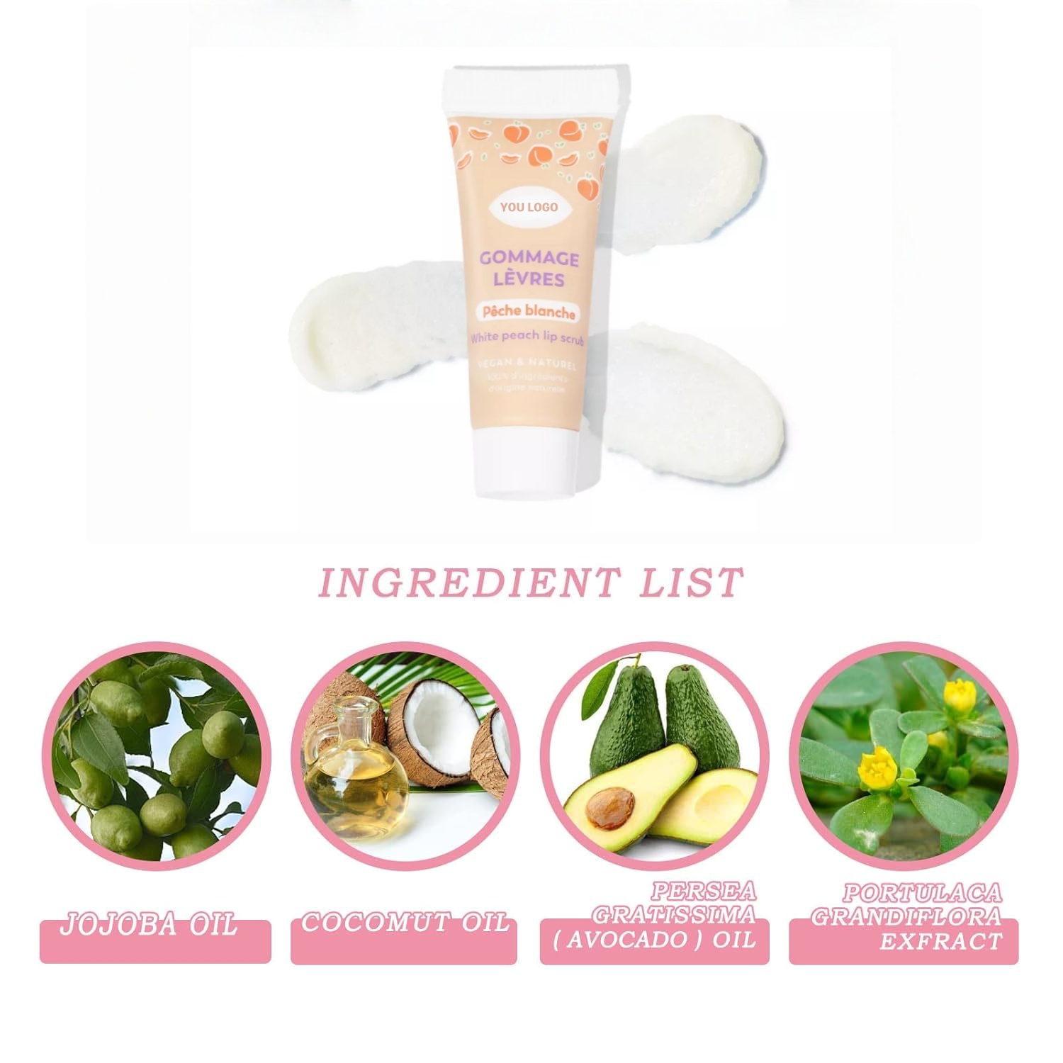 Oem Private Label Organic Lip Scrubs Exfoliator Moisturizer Lightening Brightening Treatment For Chapped Dry Flaky Lips (peach)