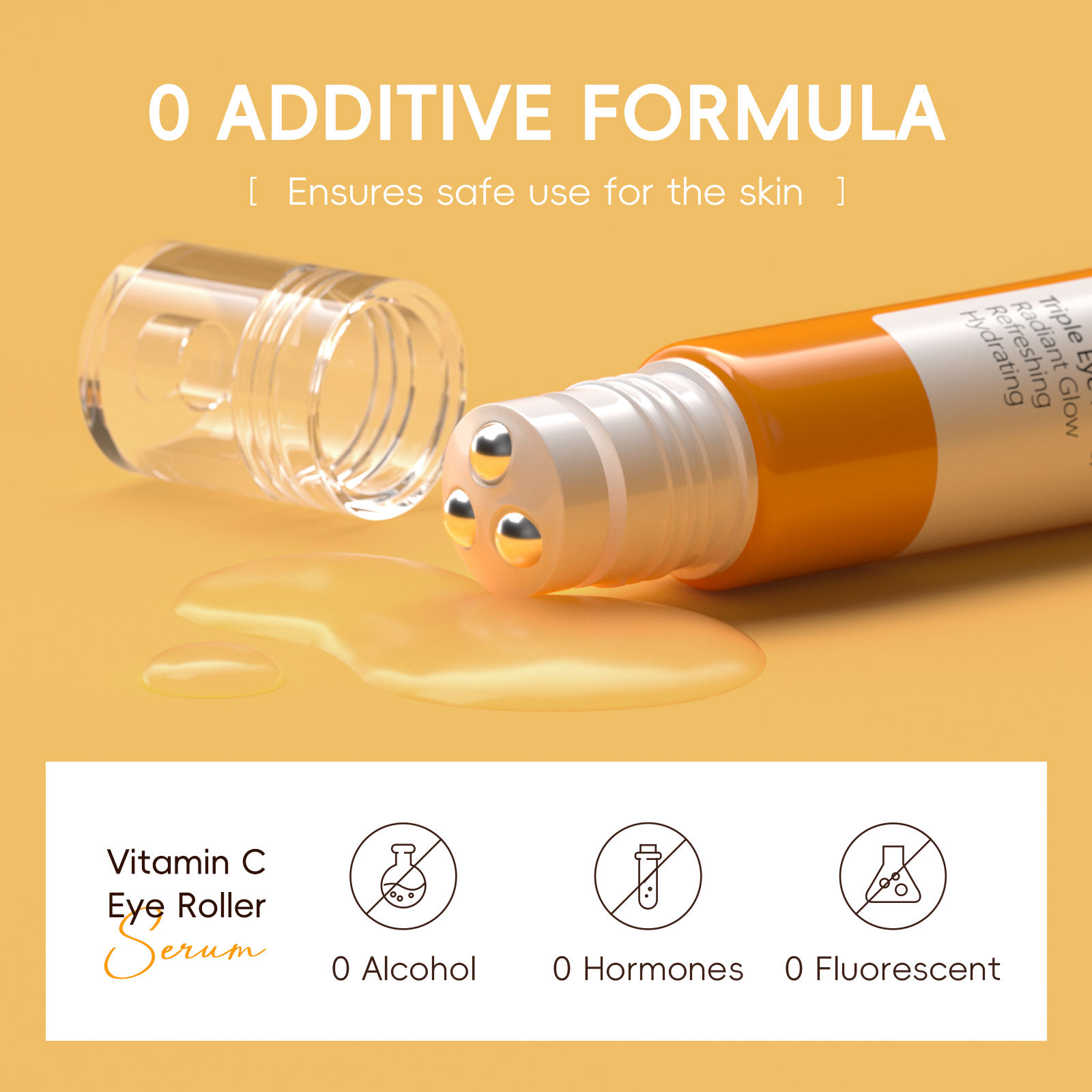 Oem Radiant Glow Eye Cream Applicator With Rollers Triple Eye Roller Serum Infused Vitamin C Caffeine Containing Niacinamide