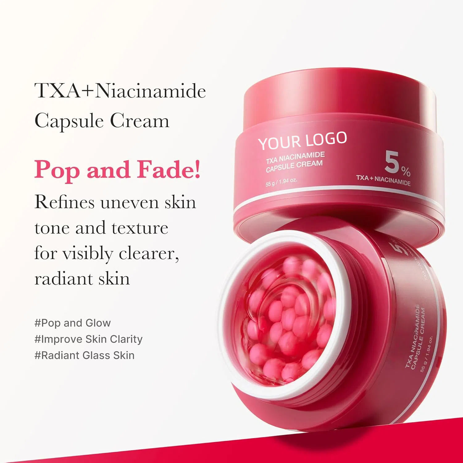 Oem Custom Txa+niacinamide Serum Vegan Whitening Moisturizer For Face Dual Radiance Serum After Spot Care Uneven Skin Tone