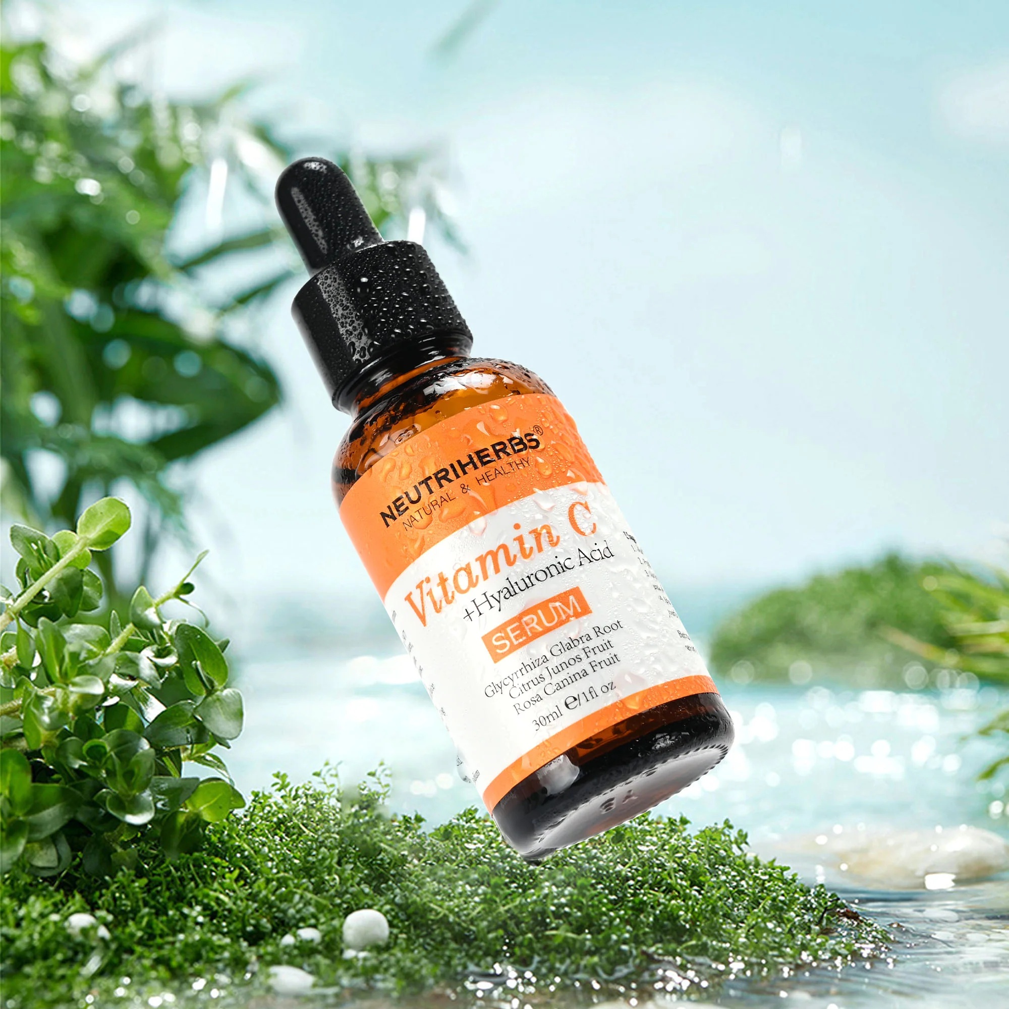 Oem Private Label Organic Vitamin C & Hyaluronic Acid Face Serum For Women Dark Spot Remover & Brightening 30ml