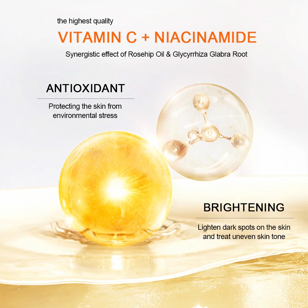 Oem Private Label Organic Vitamin C & Hyaluronic Acid Face Serum For Women Dark Spot Remover & Brightening 30ml