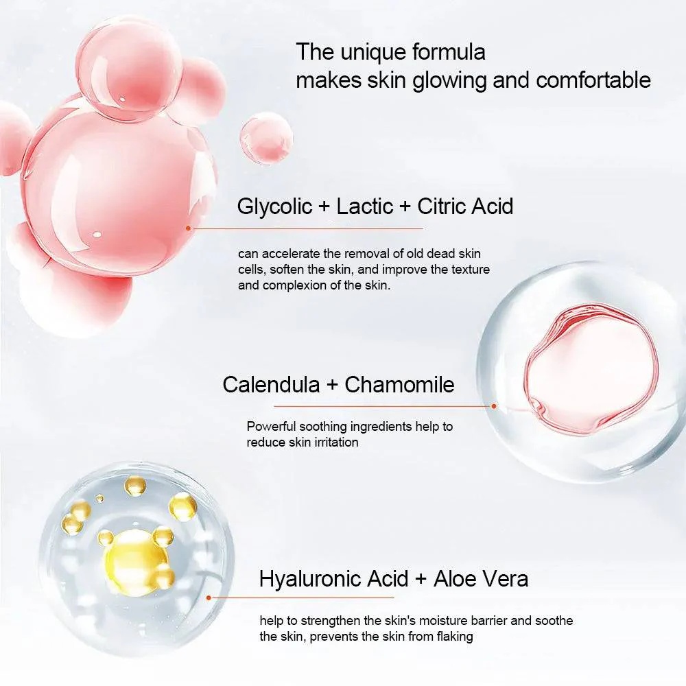 Oem Private Label Aha Serum Anti-aging Exfoliating Smoothing Enriched With Aloe Vera Calendula & Chamomile For Face