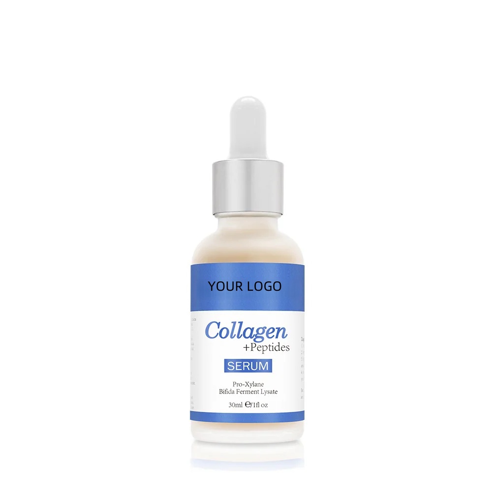 Oem Vegan Collagen Peptide Serum For Anti-aging Facial Treatment Fragrance-free Hyaluronic Acid Formula For Sensitive Skin 1 Oz