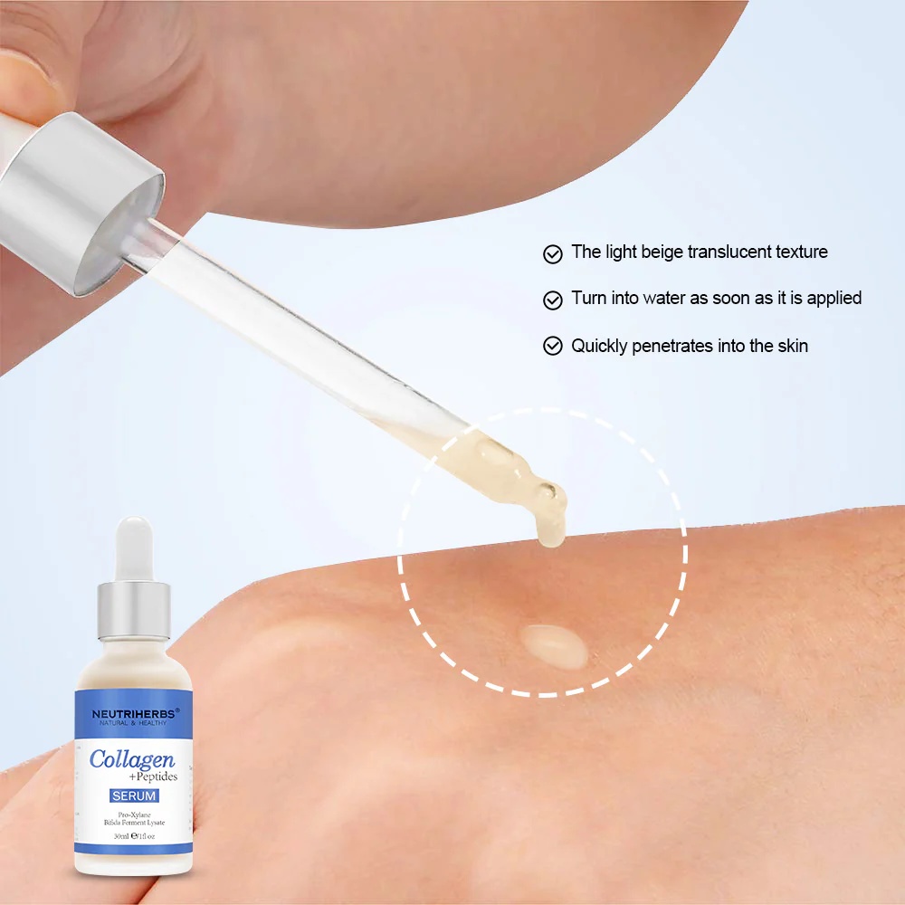 Oem Vegan Collagen Peptide Serum For Anti-aging Facial Treatment Fragrance-free Hyaluronic Acid Formula For Sensitive Skin 1 Oz