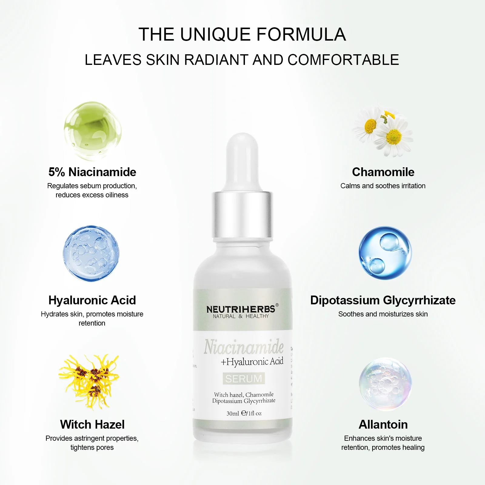 Oem Glowing Serum With Niacinamide Hyaluronic Acid Lightweight Brightening Hydrating Dewy Reflective Glow Drops For Face