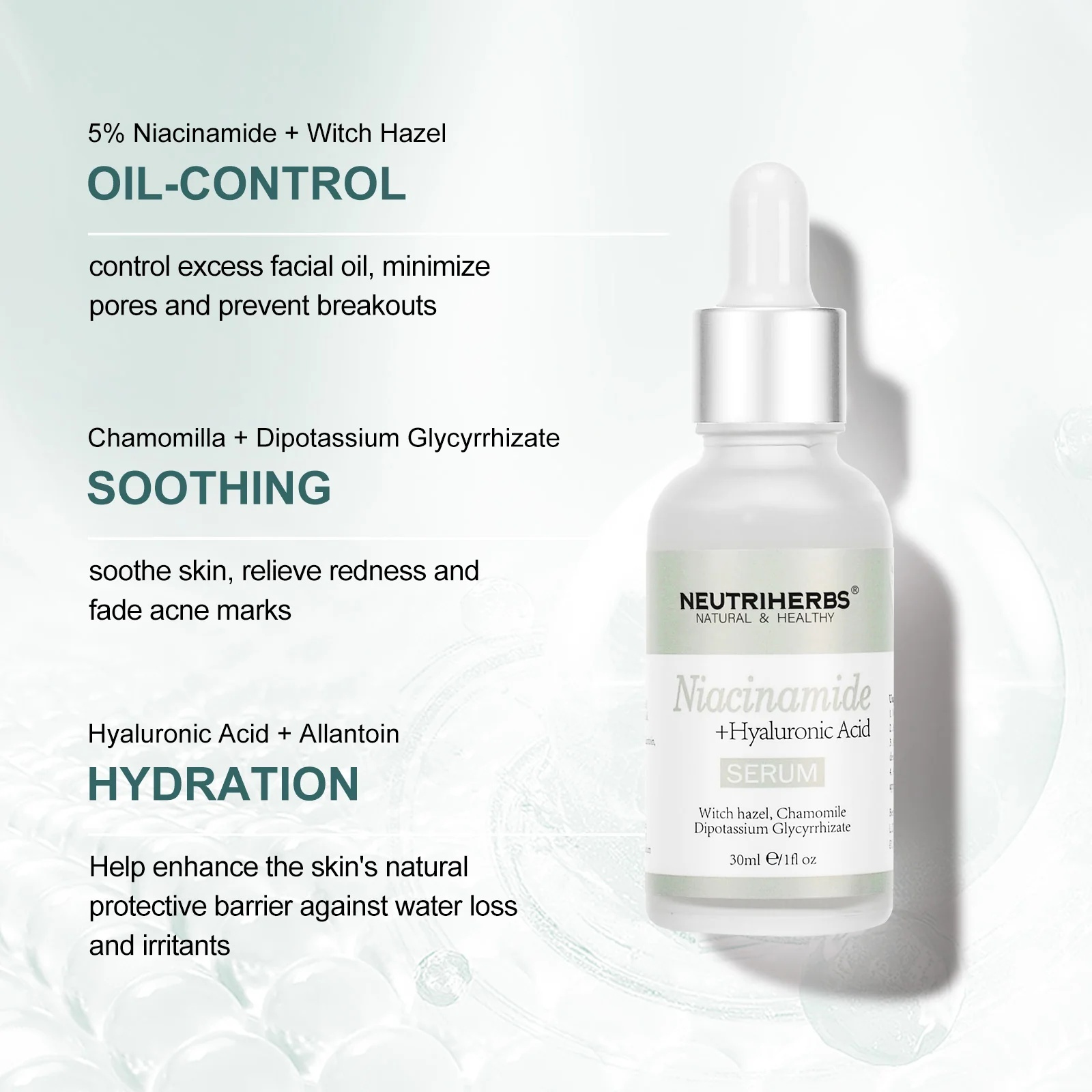 Oem Glowing Serum With Niacinamide Hyaluronic Acid Lightweight Brightening Hydrating Dewy Reflective Glow Drops For Face