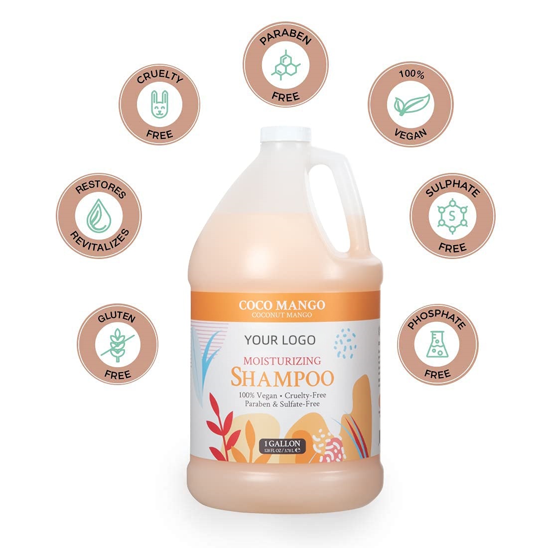 Wholesale Moisturizing Shampoo For All Hair Types,100% Vegan & Cruelty-free,1gallon (128 Fl Oz) Refill Coconut Mango Scent
