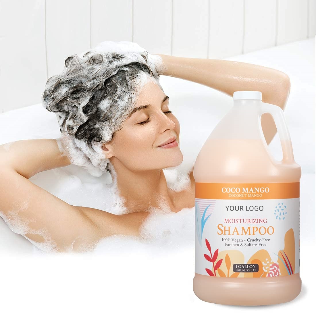 Wholesale Moisturizing Shampoo For All Hair Types,100% Vegan & Cruelty-free,1gallon (128 Fl Oz) Refill Coconut Mango Scent