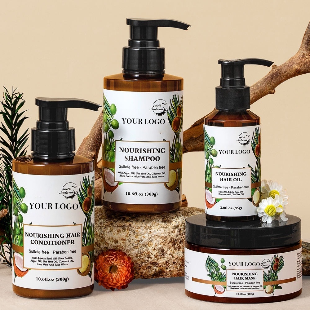 Private Label Anti-hair Loss Repairing Biotin Argan Oil Hair Growth Shampoo Moisturizing Cream Set 100% Natural Refreshing Hair