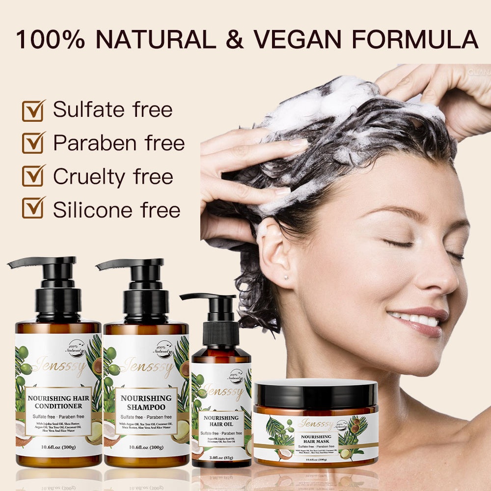 Private Label Anti-hair Loss Repairing Biotin Argan Oil Hair Growth Shampoo Moisturizing Cream Set 100% Natural Refreshing Hair