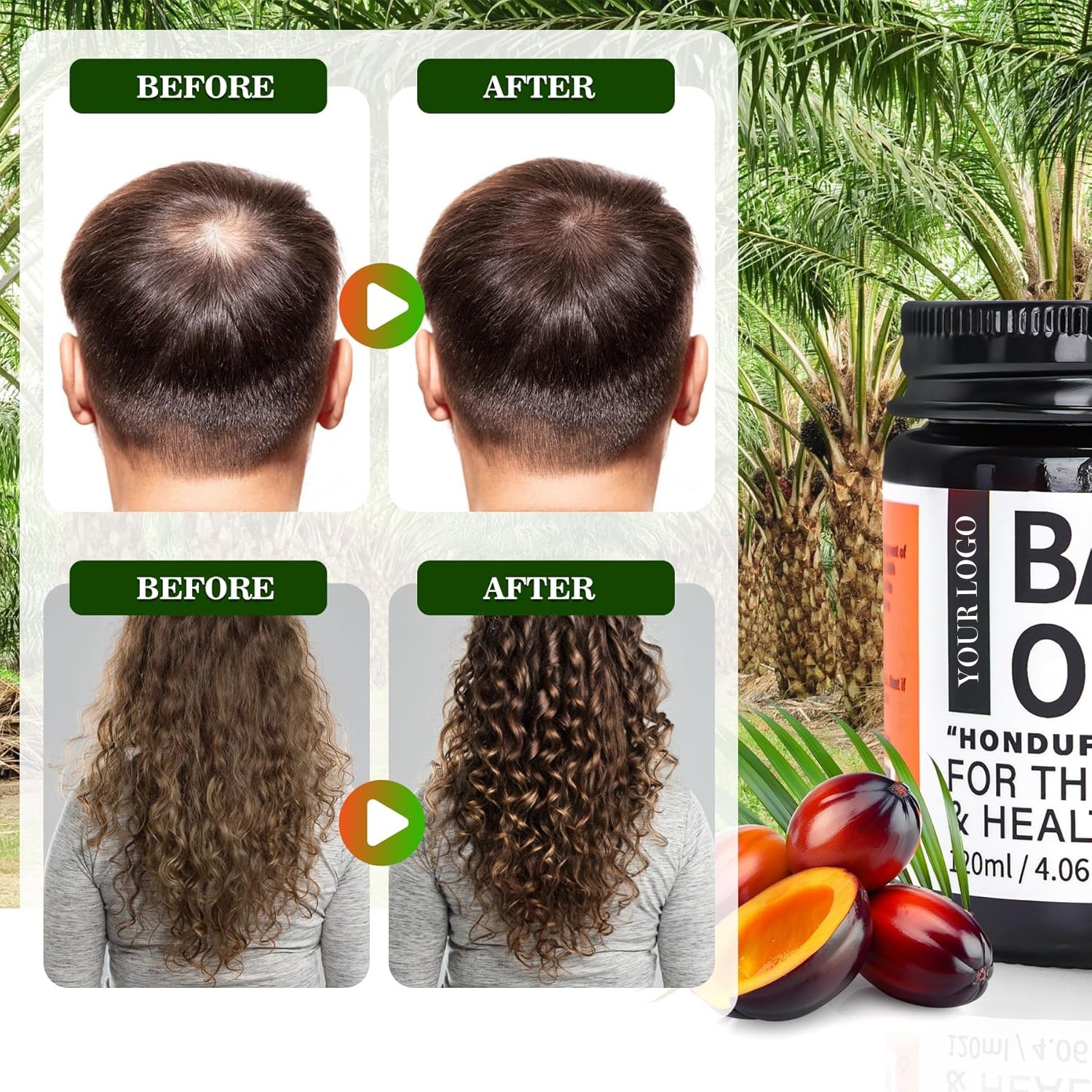 Private Label 100% Pure Organic Raw Batan Oil Moisturizing And Smoothing Damaged Hair Treatment Essential For Hair Growth