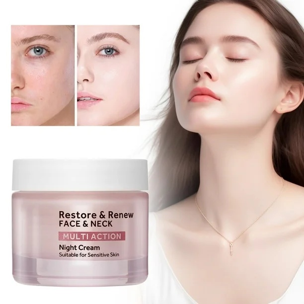 Private Label High Quality Organic Multi-action Night Time Face Neck Cream Collagen Peptide Squalane Vitamin E-moisturizing