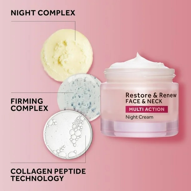 Private Label High Quality Organic Multi-action Night Time Face Neck Cream Collagen Peptide Squalane Vitamin E-moisturizing