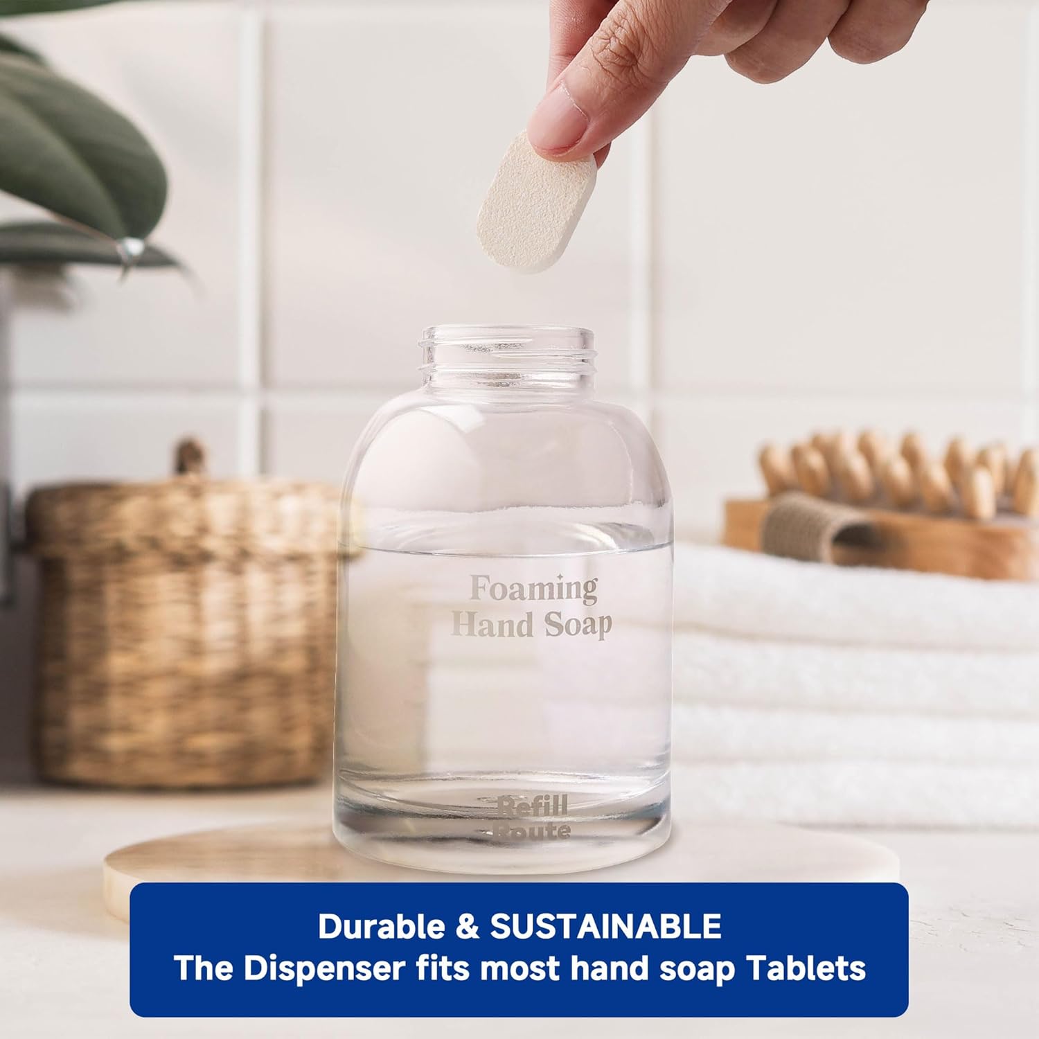 Oem White Glass Bottle 12 Liquid Refill Included Start Kit Vegan Cruelty-free Lemon Flavor Foaming Hand Soap Liquid Refill