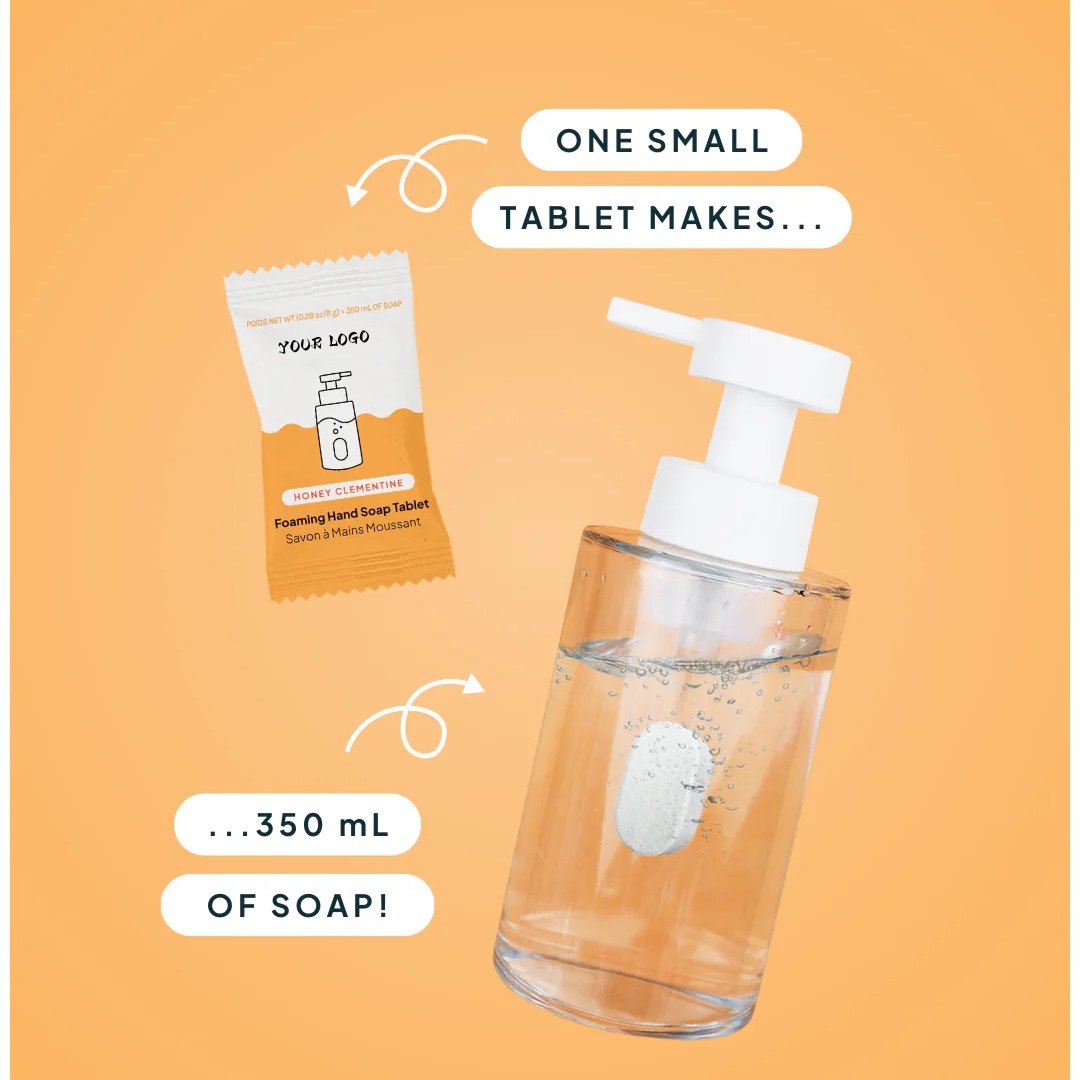 Oem Herbal Moisturizing Liquid Glass Bottle & 1 Refill Tablet Included Start Kit Glass Hand Soap Refill Tablets Dispenser Combo