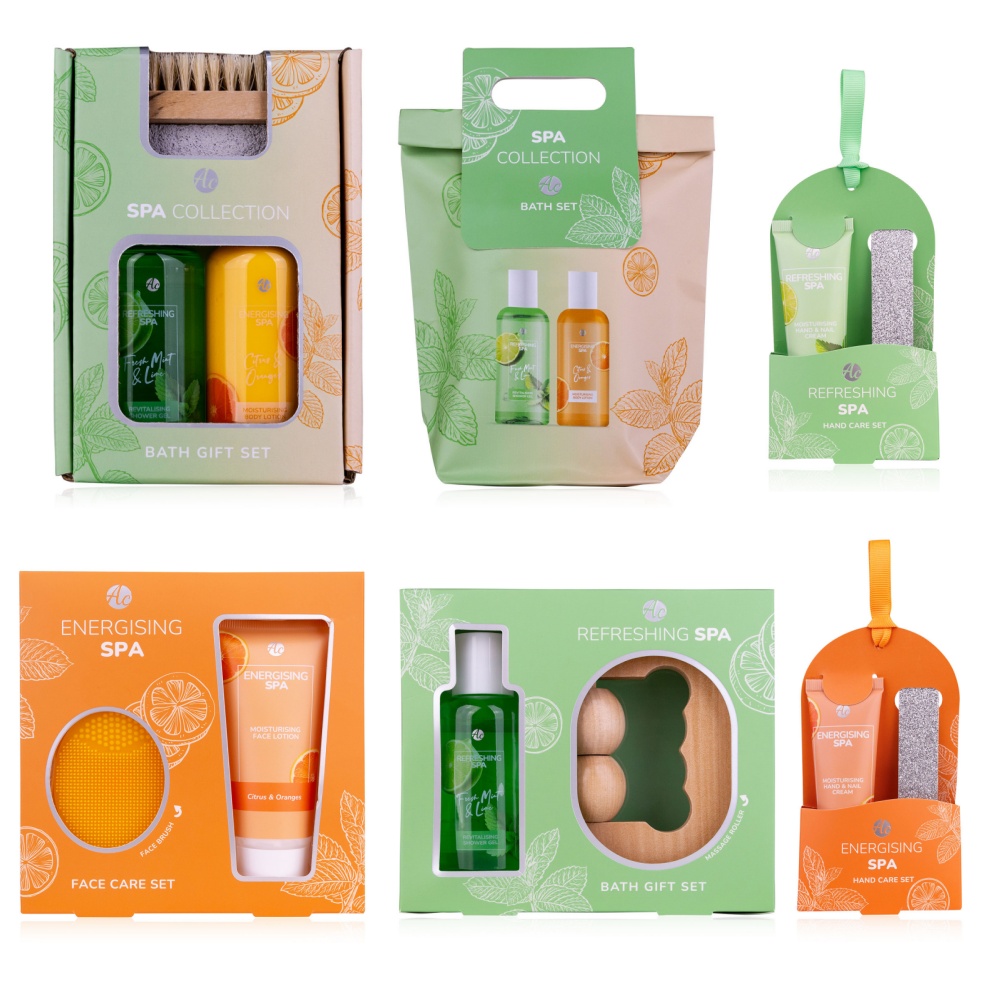 Oem Herbal Gel Fresh Mint Lime Citrus Orange Spa Gift Set Moisturizing Skin Care Soothing Relaxation Decorative Gift Box