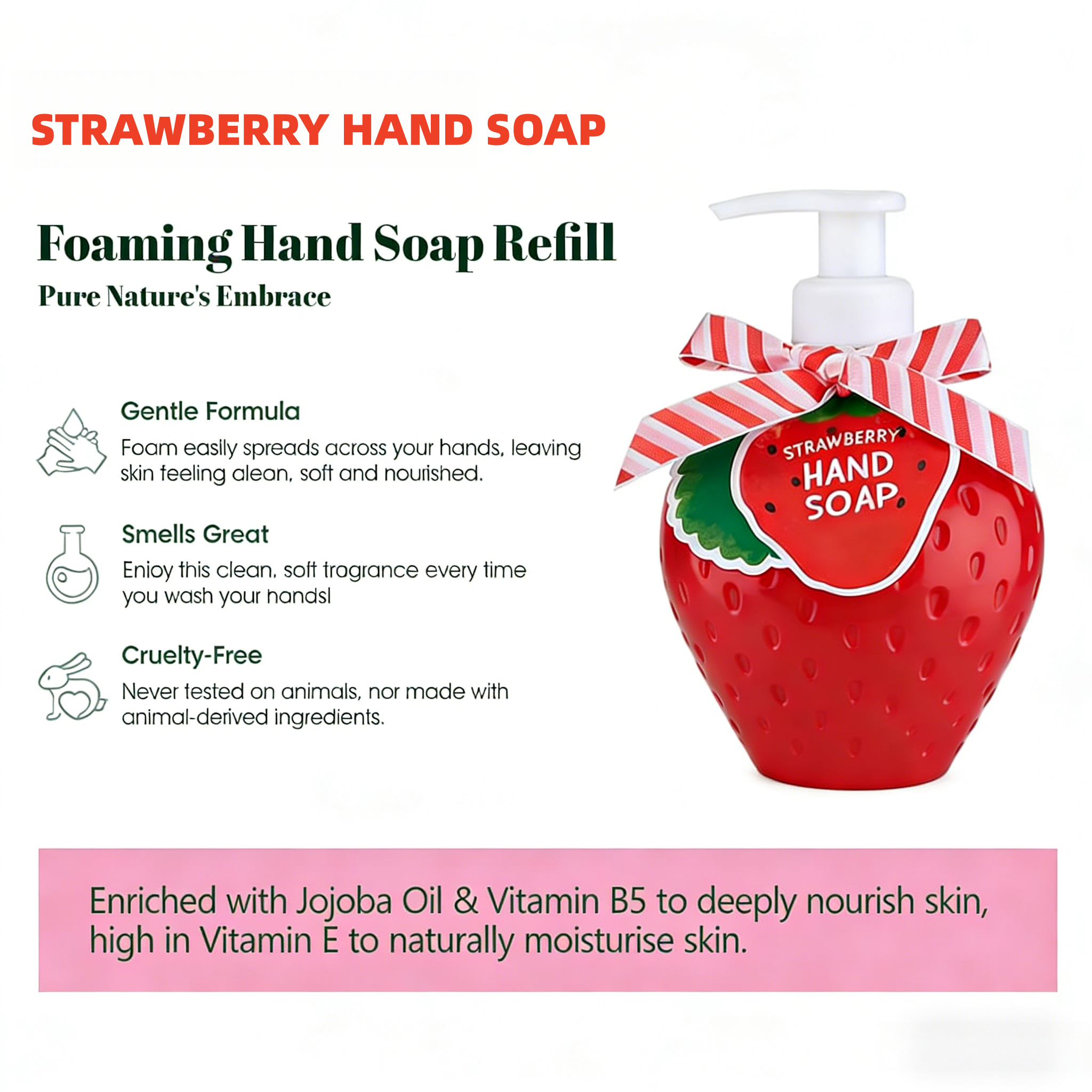 Private Label Fruit Fresh Strawberry Kids Cute Hand Soap Moisturizing Refilling Hand Soap In Gel Form Hand And Hand Cleanser