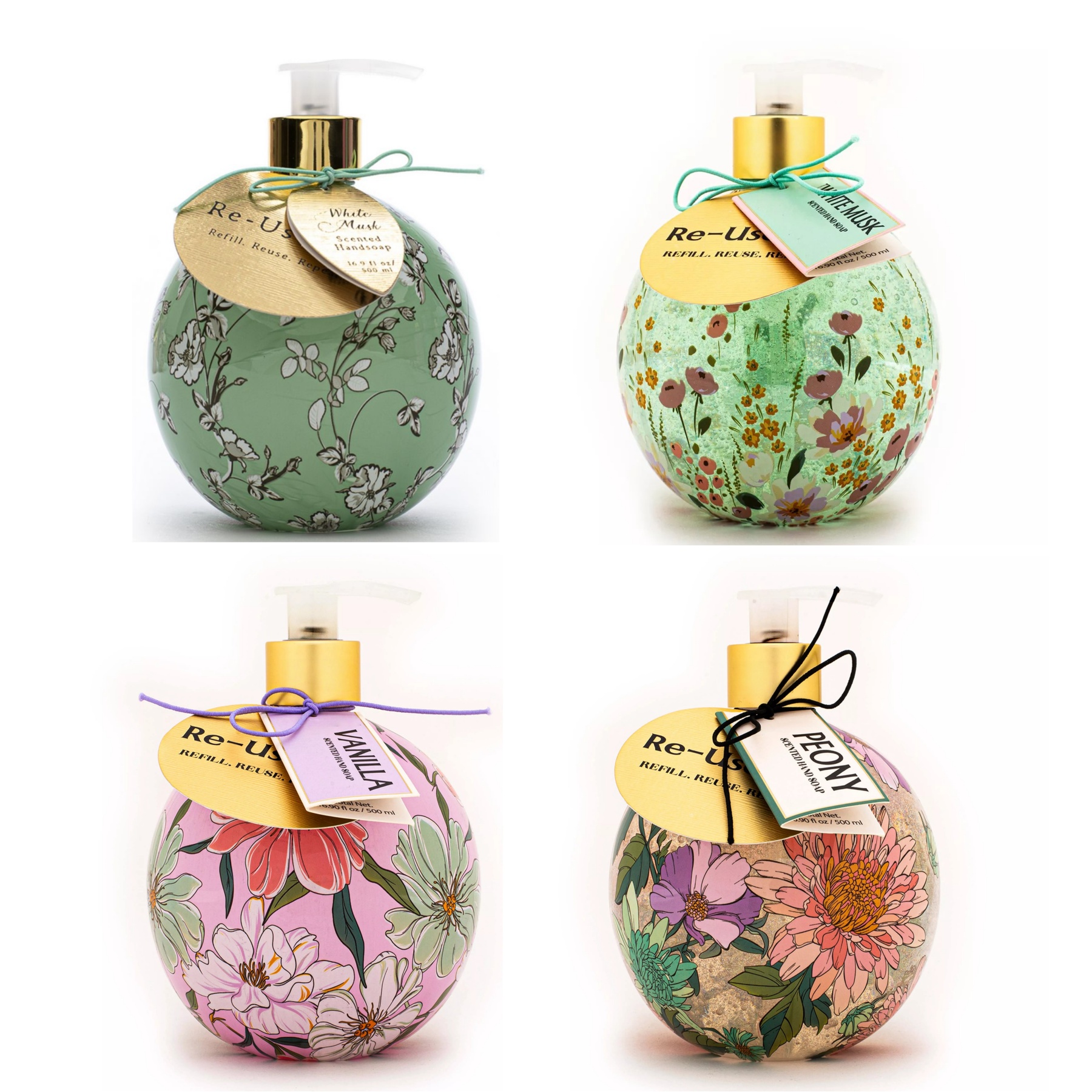 Oem Private Label Floral Blossom Hand Soap Refillable Dispenser Moisturizing Hand Gel Hand And Body Cleansing Liquid 500ml