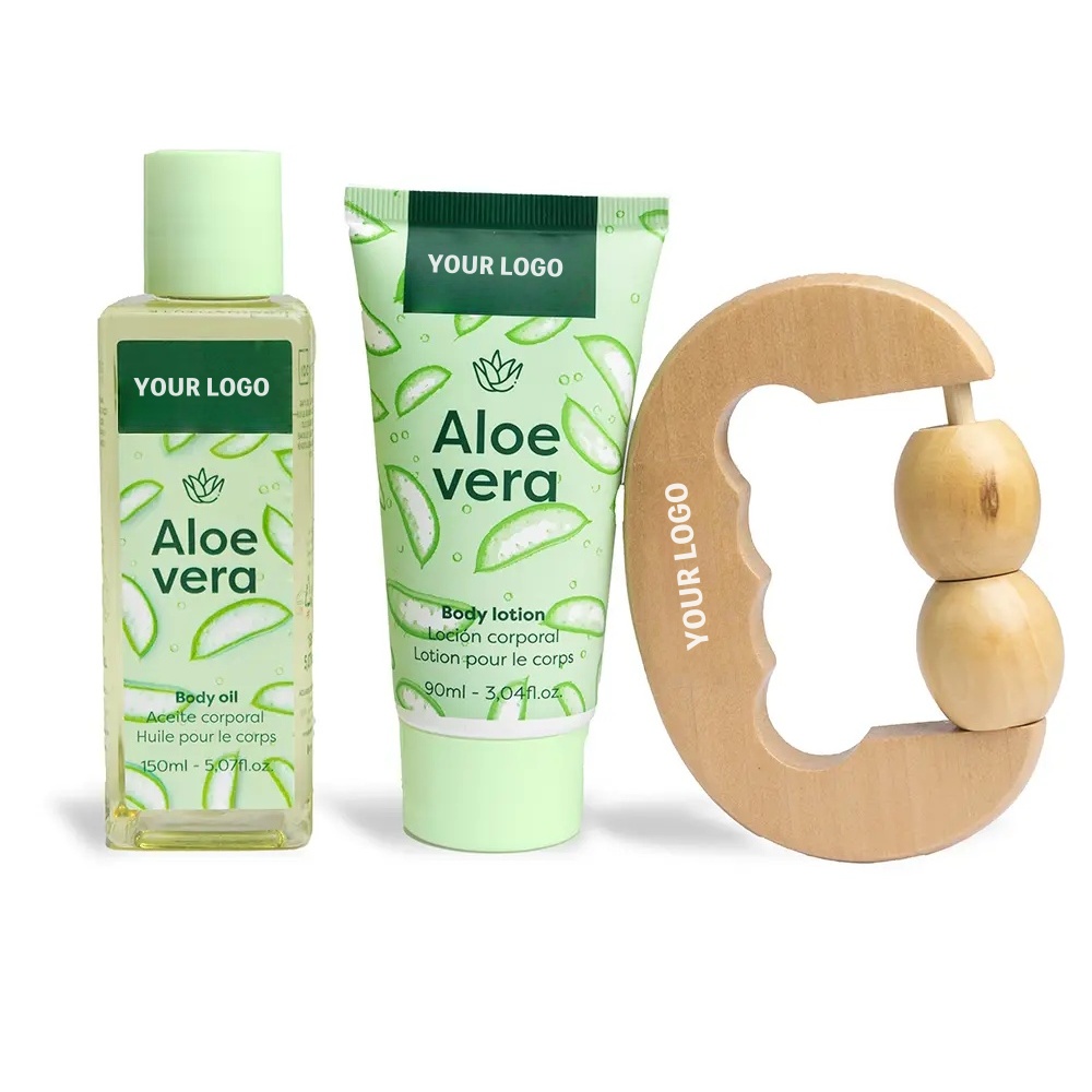 Oem International Style Natural Scent Herbal Spa Experience At Home With Aloe Vera Massage Kit Body Oil Lotion Gift Box Relaxing