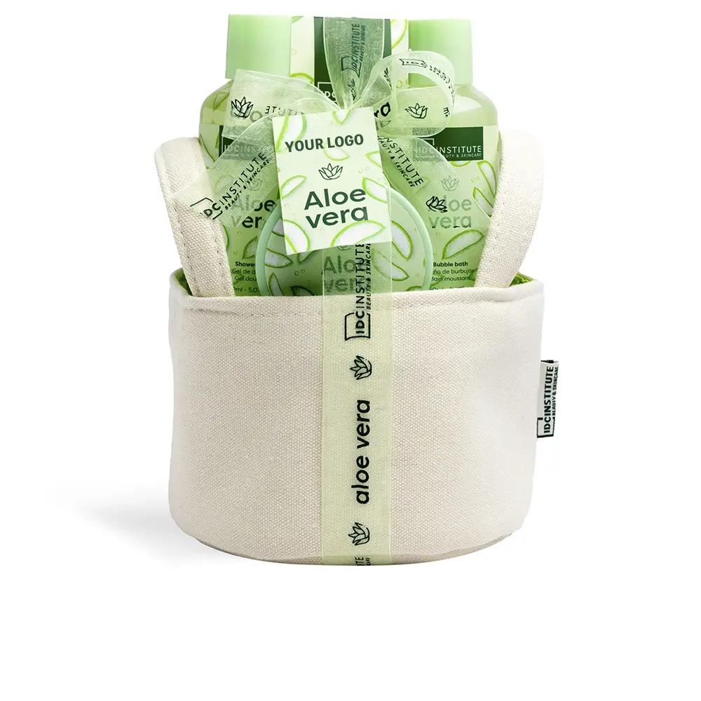 Oem Aloe Vera Herbal Spa Bath Kit With Moisturizing Body Lotion Shower Gel Bubble Bath & Bath Salt Natural Scent Gift Box