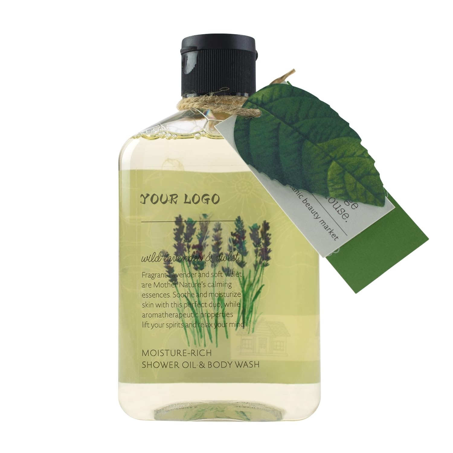 Private Label Herbal Shower Oil & Body Wash With Lavender Extracts Coconut Oil & Cocoa Butter-vegan Gluten-free Travel Size
