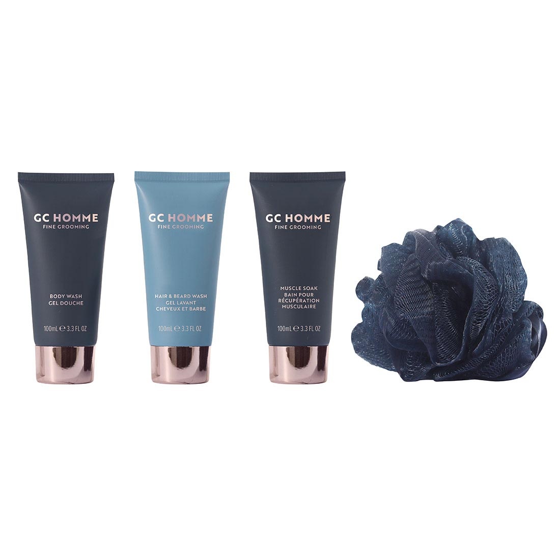 Private Label Vegan Men's Luxury Bathing Set With Moisturizing Body Wash Hair & Beard Wash Muscle Soak In Gift Bag