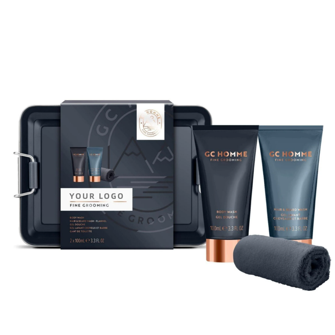 Private Label The Best Gift For Him Bathing Set With Body Wash,Hair And Beard Wash,In A Beautiful Gift Box-travel Size 1.6 Oz
