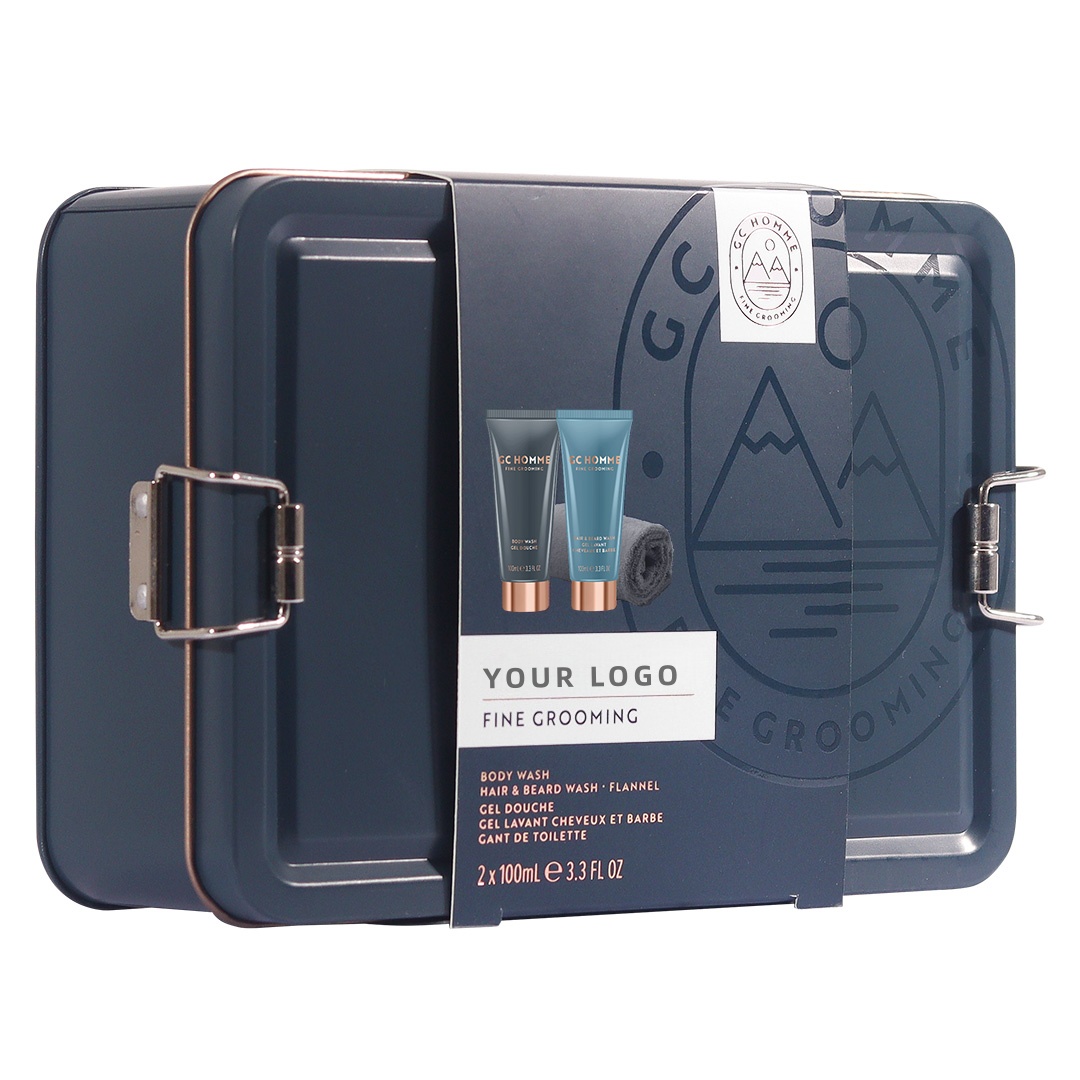 Private Label The Best Gift For Him Bathing Set With Body Wash,Hair And Beard Wash,In A Beautiful Gift Box-travel Size 1.6 Oz